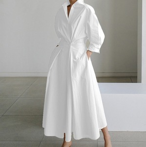 Abito Lungo da Donna all'Ingrosso, Stile Retrò Hong Kong, <span class=keywords><strong>Vestito</strong></span> Casual <span class=keywords><strong>con</strong></span> <span class=keywords><strong>Colletto</strong></span> a Polo, Taglie Grandi S-5XL - Product Image 4