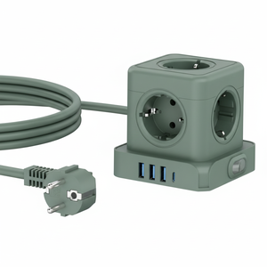 อะแดปเตอร์แปลงไฟแบบออลอินวัน Kabbol 5 ช่องเสียบแบบยุโรป พร้อมพอร์ต USB-C PD 30W ปลั๊กพกพาอเนกประสงค์ วัสดุ ABS - Product Image 1