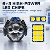 Phare de voiture universel WD004 à triple laser Bi-LED, lentille de projecteur 3 pouces 75W, feux de croisement et de route 12V