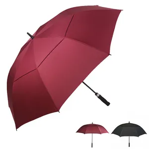 Guarda-chuva aberto automático de golfe, guarda-chuva à prova de vento com ventosa dupla impermeável