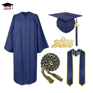 Toge de graduation pour adultes, ensemble bonnet et robe de cérémonie universitaire bleu marine, vente en gros pour les écoles et les universités - Product Image 1
