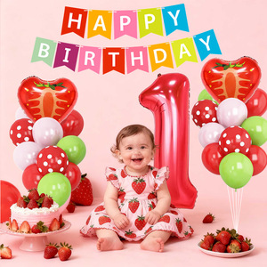 Decorazioni per Feste di Compleanno di <span class=keywords><strong>1</strong></span> <span class=keywords><strong>Anno</strong></span>, Set con Bandierine e <span class=keywords><strong>Palloncini</strong></span> in Lattice, Vendita Transfrontaliera - Product Image 2