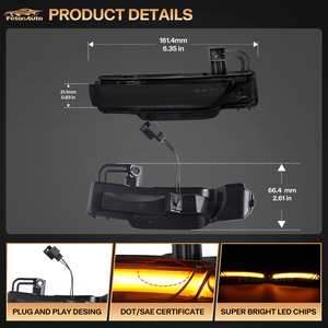 Luz indicadora de espejo retrovisor dinámica de fábrica (2 piezas) para Jeep Grand Cherokee WK2 2011-2020, luz de señal de giro - Product Image 4