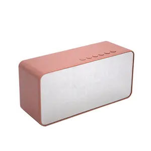 Minialtavoz rectangular de plástico para el hogar, sistema con bluetooth, color rojo, alarma, inalámbrico, fm