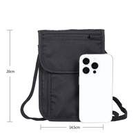 Portefeuille de voyage pour le cou noir, porte-passeport anti-RFID, pochette de cou résistante à l'usure, portefeuille de sécurité léger pour femmes et hommes