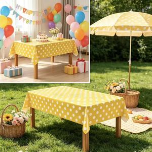 Nappe d'extérieur en PVC durable et lavable de la marque <span class=keywords><strong>Laro</strong></span>, imprimée sur mesure, motif géométrique à pois jaunes, modèle G07 - Product Image 4