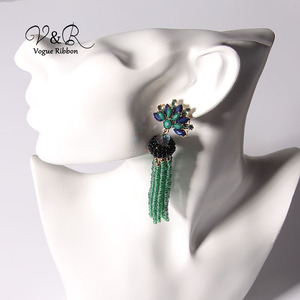 joyería hermosa espumosos de gota de lágrima de piedra de pavimentación declaración pendiente de cristal de Murano pendientes - Product Image 6