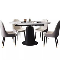 Meubles de salle à manger de luxe modernes, design ovale pliable en dalle de roche, durable et imperméable pour la maison, les hôtels et les petits espaces