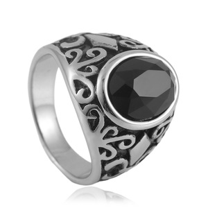 European Style <b>Titanium</b> Steel <b>Ring</b> With Red Cubic Zirconia Bezel Setting Unisex Fashion Jewelry Gift 24040 - Product Image 3