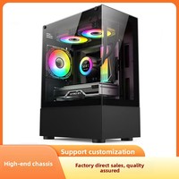 Casing PC Mid-Tower ATX Aluminium Alloy Terbaru dengan Panel Samping Kaca Tempered dan Port USB3.0 untuk Komputer Desktop