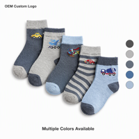 Chaussettes mi-mollet pour tout-petits garçons en coton doux, motif dessin animé camion et pelle, usage quotidien, chaussettes pour enfants, logo personnalisé
