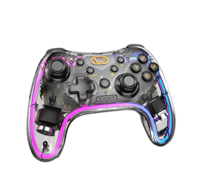 จอยสติ๊กเกมแบบใสสวิตช์ไร้สายพร้อมไฟ RGB สำหรับ Android <span class=keywords><strong>iOS</strong></span> PC ตัวควบคุมการเล่นเกม - Product Image 6