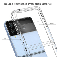 Casing bening Z Flip 4 5 6, pelindung HP TPU + akrilik untuk Samsung Galaxy Z Flip 4 5 6 7 Anti kuning