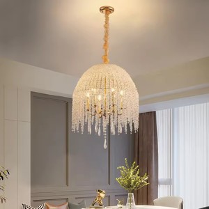 Lampadario in Cristallo <span class=keywords><strong>con</strong></span> Altezza Regolabile, Luce a Sospensione <span class=keywords><strong>con</strong></span> Fili di Cristallo a Forma di Grappolo, Moderno Lampadario da <span class=keywords><strong>Soffitto</strong></span> - Product Image 6