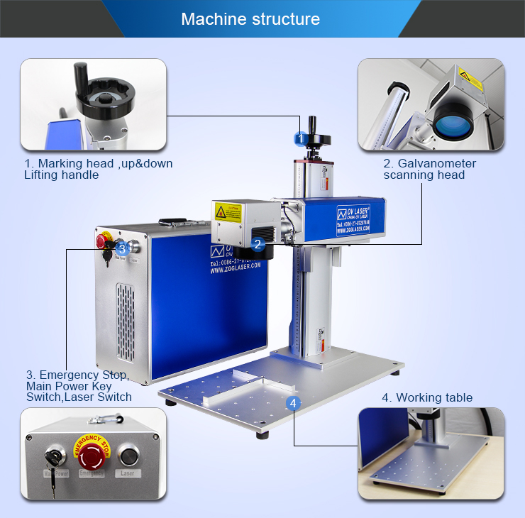 Jpt 30W 50W 60W 100W mopa fiber laser marking machine for me<i></i>tal deep engraving on SS steel copper aluminum