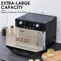 Four à friteuse à air électrique avec boîtier en acier inoxydable, capacité de 23 L, revêtement antiadhésif, multifonction pour un usage domestique