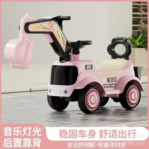 Children's Excavator Scooter Ride On Toy With <b>Bucket</b> For Kids Ages 1-6 Unisex Green <b>Plastic</b> Four Wheels - Product Image 5