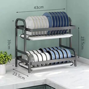 Đa Chức năng đứng loại dụng cụ khay với thớt 2 Tier món ăn drainer Rack cho đồ ăn nhà bếp món ăn khô giá - Product Image 4