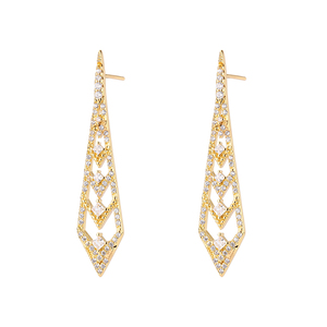 Boucles d'oreilles pendantes en zircon cubique plaqué or 18K, bijoux pour mariage, fête de demoiselle d'honneur, nouvelle collection - Product Image 1