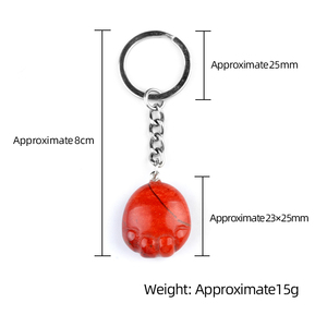 Llavero de Acero Inoxidable con Piedra de Jaspe Rojo Natural y Ágata, Colgante de Pata de Oso, Regalo para Parejas, Mujeres y Niñas - Product Image 4