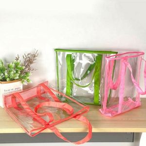 Sacs de shopping en PVC transparents de qualité supérieure, écologiques, imperméables, avec logo imprimé personnalisé, vente en gros - Product Image 3