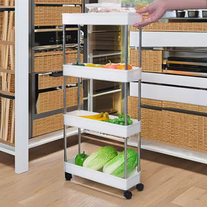 High Quality <b>Kitchen</b> <b>Storage</b> <b>Rack</b> with Adjustable Mobile Stand Various Good Quality Three-tier Plastic Material - Product Image 2