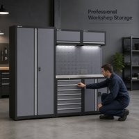 Armoire de rangement d'outils pour atelier de réparation de garage, double unité, compartiments supérieurs, portes verrouillables, tiroirs, OEM, capacité de charge 500 kg