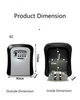 Caja de almacenamiento de seguridad para llaves de aleación de aluminio para exteriores, cerradura de combinación de 4 dígitos, gancho oculto, contraseña antirrobo, desbloqueo de pared