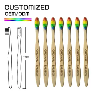 Hot Sale Eco friendly Wholesale Manufacturer Cheap Products Customized Paper Box Supplier Colorful Bristle Bamboo Toothbrush