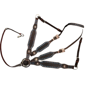 Harnais en cuir et nylon durable avec bande nasale rembourrée et ferrures en alliage, équipement personnalisable - Product Image 1