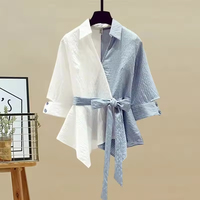 Ensemble de costumes décontractés pour femmes, chemise à empiècements, jean ample, ensemble deux pièces, grande taille, ensembles assortis, pantalons de costume