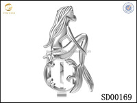 Vente en gros de cage à pendentif en argent sterling 925 avec perle de 8 mm, charme de sirène