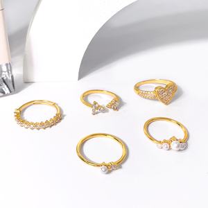 Anillo de Moda Minimalista al por Mayor, Joyería de Latón, Anillo Delicado con Perla Chapado en Oro de 18K para Chica - Product Image 5