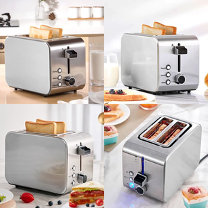 Household Appliances Wide Slot Sandwich Toaster 2 Slice Stainless Steel <strong>Electric</strong> Class Energy Efficient Removable Crumb - Product Image 4