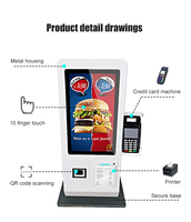 Machine Terminal Point de Vente de Bureau Android Tactile 15,6 Pouces avec Imprimante, Kiosque de Paiement et Menu de Commande Numérique sur Table