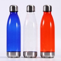 Bouteille d'eau personnalisable en plastique PC écologique sans BPA avec logo, 350ml-1000ml, à paroi simple, avec couvercle, pour randonnée et eau bouillante