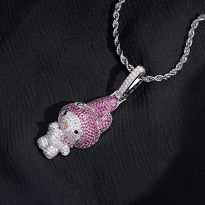 Collar con Colgante <span class=keywords><strong>de</strong></span> Personaje <span class=keywords><strong>de</strong></span> Dibujos Animados en Dos Tonos, Estilo <span class=keywords><strong>Hip</strong></span> <span class=keywords><strong>Hop</strong></span>, Personalizado, con Piedras Brillantes, para Mujeres y Niños - Product Image 6