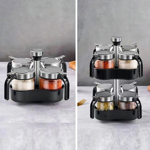 Tour de rangement rotative pour épices, support de comptoir tournant pour condiments avec bocaux en verre - Product Image 2