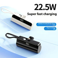 Mini Capsule 22,5W Charge Rapide Portable Extérieur Batterie Externe 10000mAh Affichage Numérique avec Câble de Charge Inclus