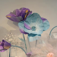 Fleurs géantes en papier personnalisées, décorations florales pour mariage, événements, ensemble d'arrangements de coquelicots et pissenlits sur pied