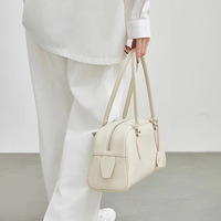 Sac à main Boston LoomCraft FD3130B 2026 Nouvelle Collection Printemps, Sac Bowling Rétro Haut de Gamme en Cuir Véritable avec Fermeture Éclair, Polyvalent