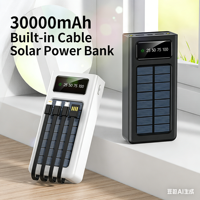 Chargeur rapide 2-en-1 haute performance, chargeur solaire portable extérieur, batterie externe Li-Polymère 30000mAh, entrée Micro USB/Type-C, sortie DC 4 lignes