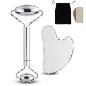Masajeador para el Cuidado de la Piel, Rodillo de Acero Inoxidable de Grado Alimenticio, Color Plata y Oro, Tabla de Raspado Gua Sha, Esferas de Hielo, Marca Privada - Product Image 1