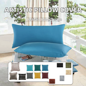 Housse de coussin décorative moderne pour hôtel et maison, 18x18 pouces, avec motif artistique coloré de peinture à l'huile représentant des plantes, des arbres, des fleurs et des feuilles - Product Image 2