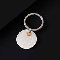 Porte-clés rond Ywyougang en acier inoxydable, mini-breloque cœur massif, personnalisable, gravable, cadeau vintage tendance