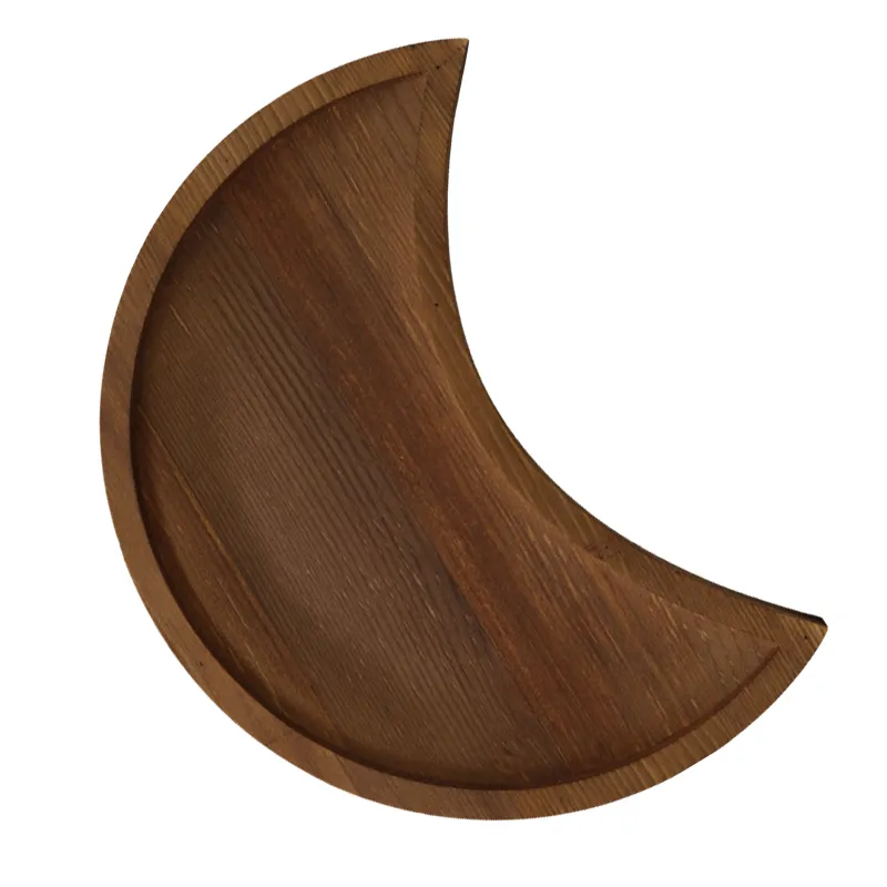 TaiLai vassoio di luna in legno supporto di cristallo mezzaluna ciotola di luna cristalli gotici portaoggetti portacandele portacandele cristallo da sposa