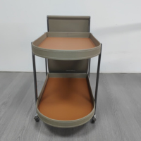 Chariot de rangement double couche Table basse moderne contemporaine Table d'appoint canapé-lit en cuir pour le salon de luxe