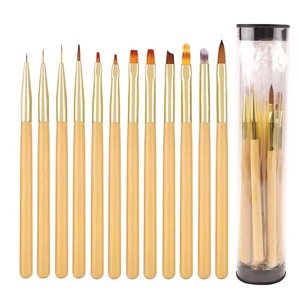 Ensemble de pinceaux à ongles professionnels avec manche en bois naturel pour liner, dépoussiérage, gel UV, French, dégradé, effet blooming et usage en salon - Product Image 5