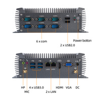 Mini PC Industrial de 7.ª/8.ª Generación, Estación de Trabajo de Bajo Consumo, Sin Ventilador, 6 Puertos COM, 4 Puertos USB, para Control Industrial