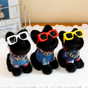Portachiavi in Peluche a Forma di <span class=keywords><strong>Mini</strong></span> Cane Personalizzato, Cucciolo Vestito con Occhiali, Giocattolo Morbido Imbottito per Decorazione Borsa, Fabbrica OEM ODM - Product Image 3